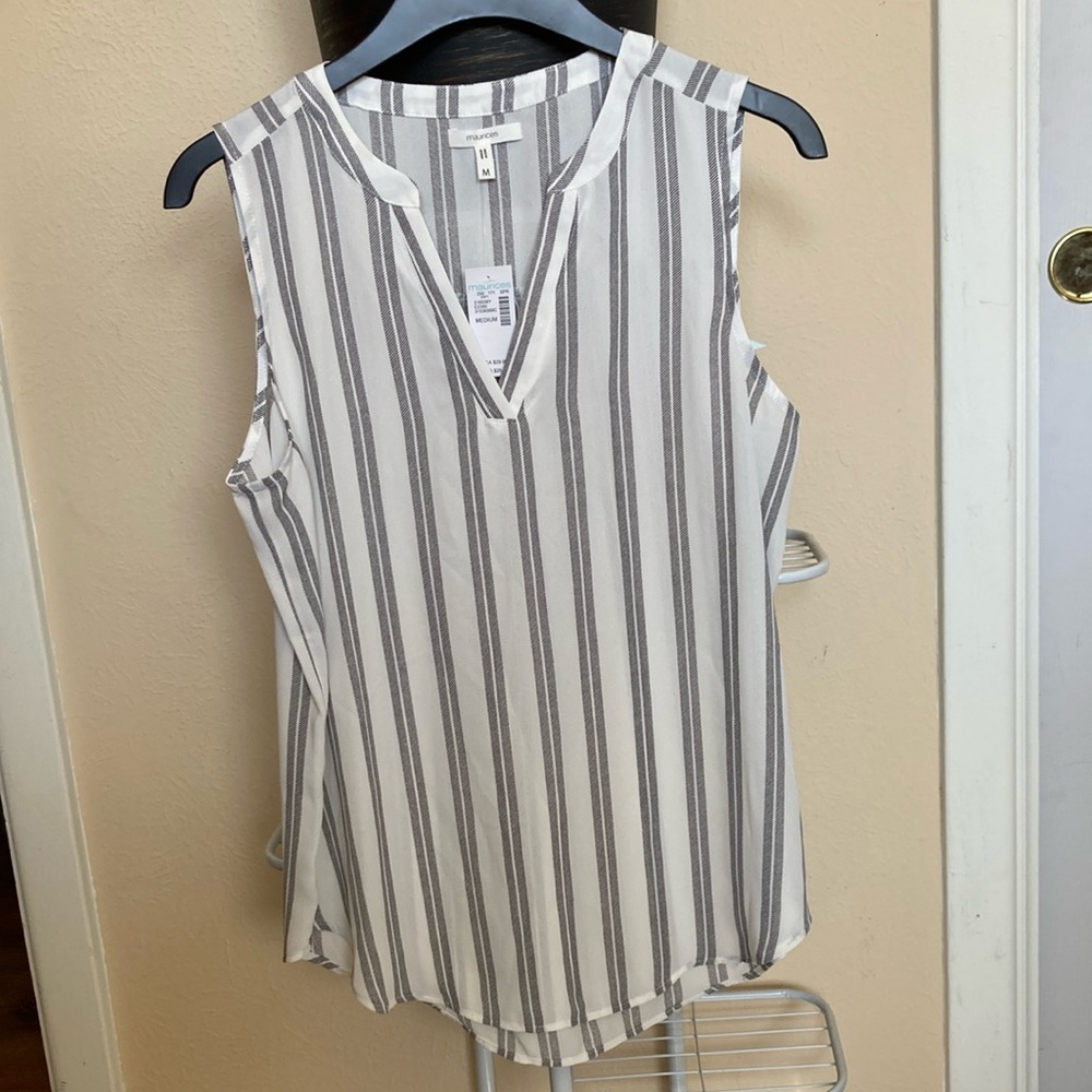 NWT Maurices Striped Sleeveless Top - White and Gray